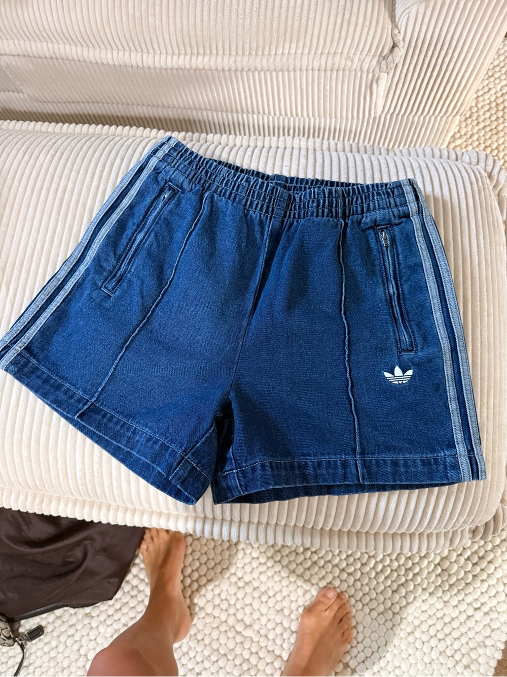 adidas Navy Blue Trefoil Athletic Denim Shorts